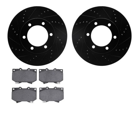 DYNAMIC FRICTION CO 8202-76001, Rotors-Drilled and Slotted-Black with Heavy Duty Brake Pads, SilverGeospec Coated,  8202-76001